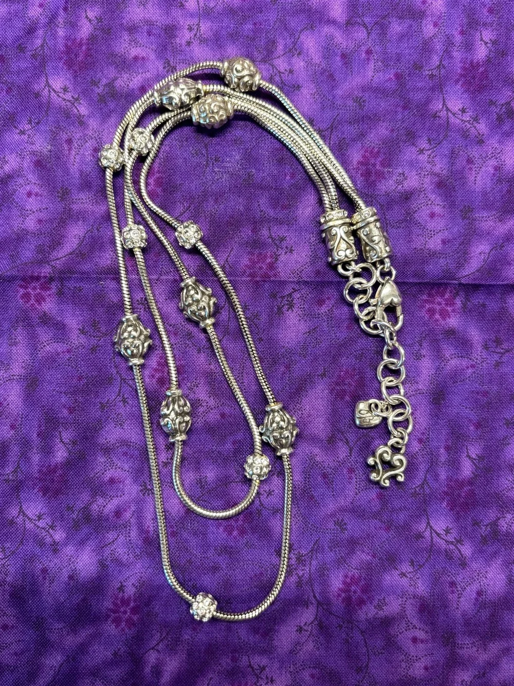 Brighton Silver-Tone Double Strand Bead & Ornate Station Necklace